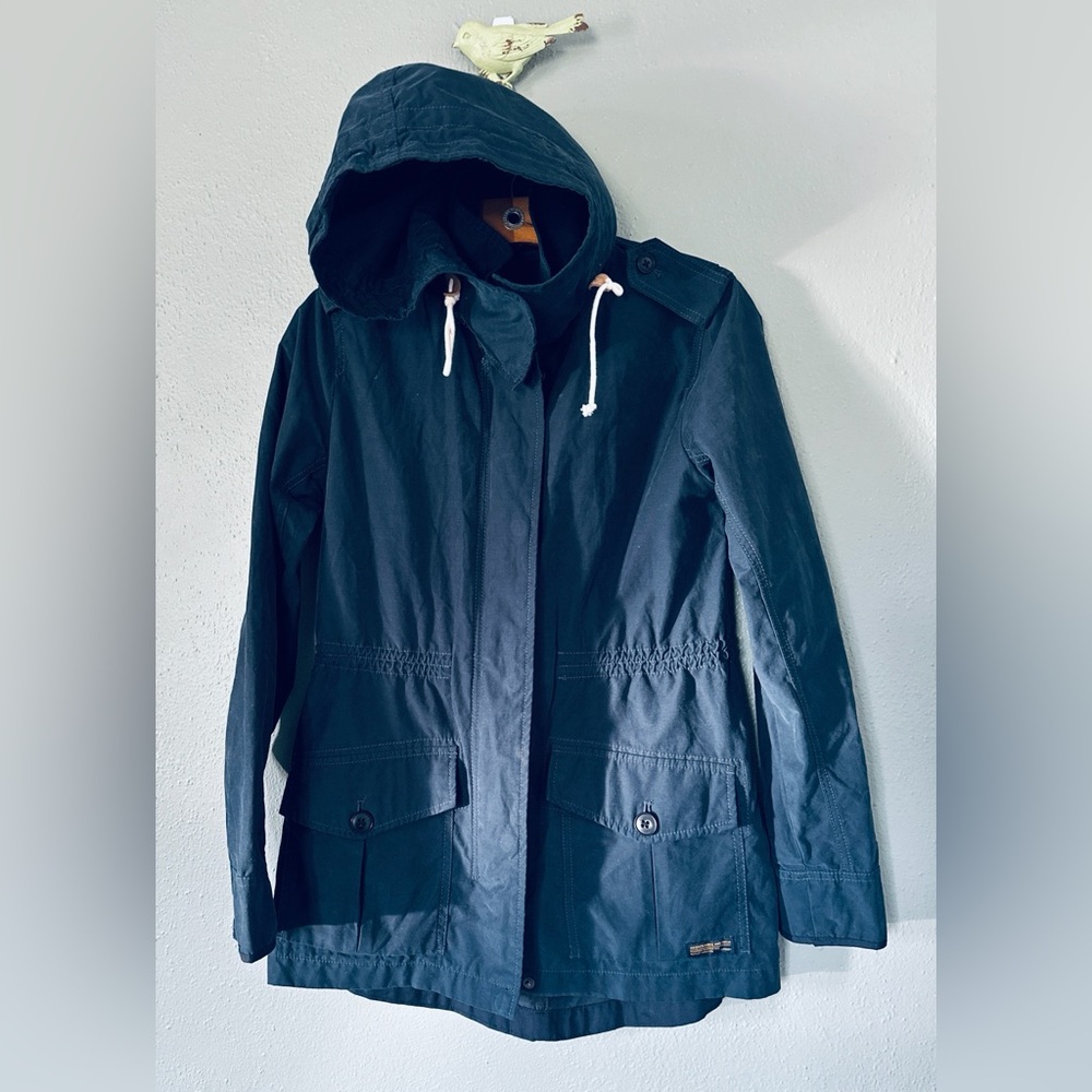 ABERCROMBIE & FITCH Anorak Mid-Length Navy Blue Utility Rain Parka | Women’s XS
